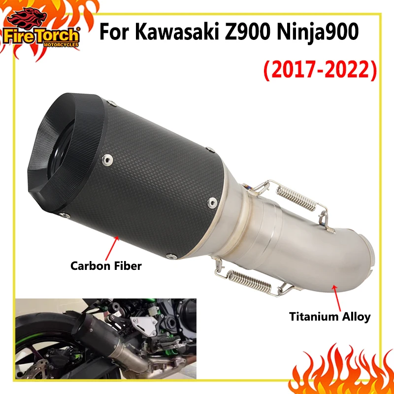 Motorcycle Exhaust Escape System Mid Link Titanium Alloy Pipe For Kawasaki Z900 Z900RS Ninja900 2017 - 2022 Carbon Fiber Muffler