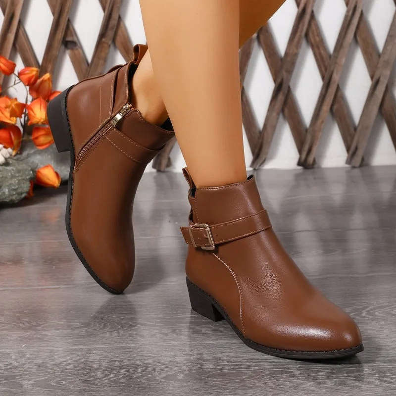 Winter- und Herbst-High-Top-Lederschuhe, Wadenlange Stiefel, Spitze Zehenpartie, Koreanischer Stil Damen Chelsea Boots