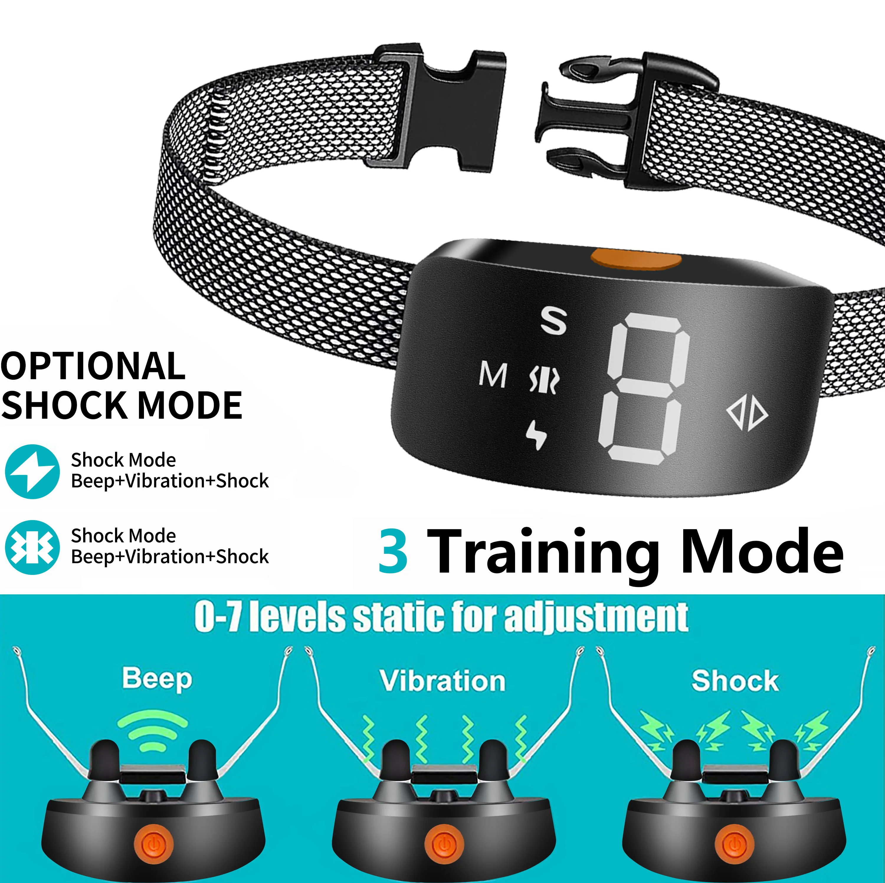 Dog Bark Collar for Large Medium Small Dogs,Smart Bark Collar,Rechargeable Anti Barking Training Collar with 8 Adjustable Sensit