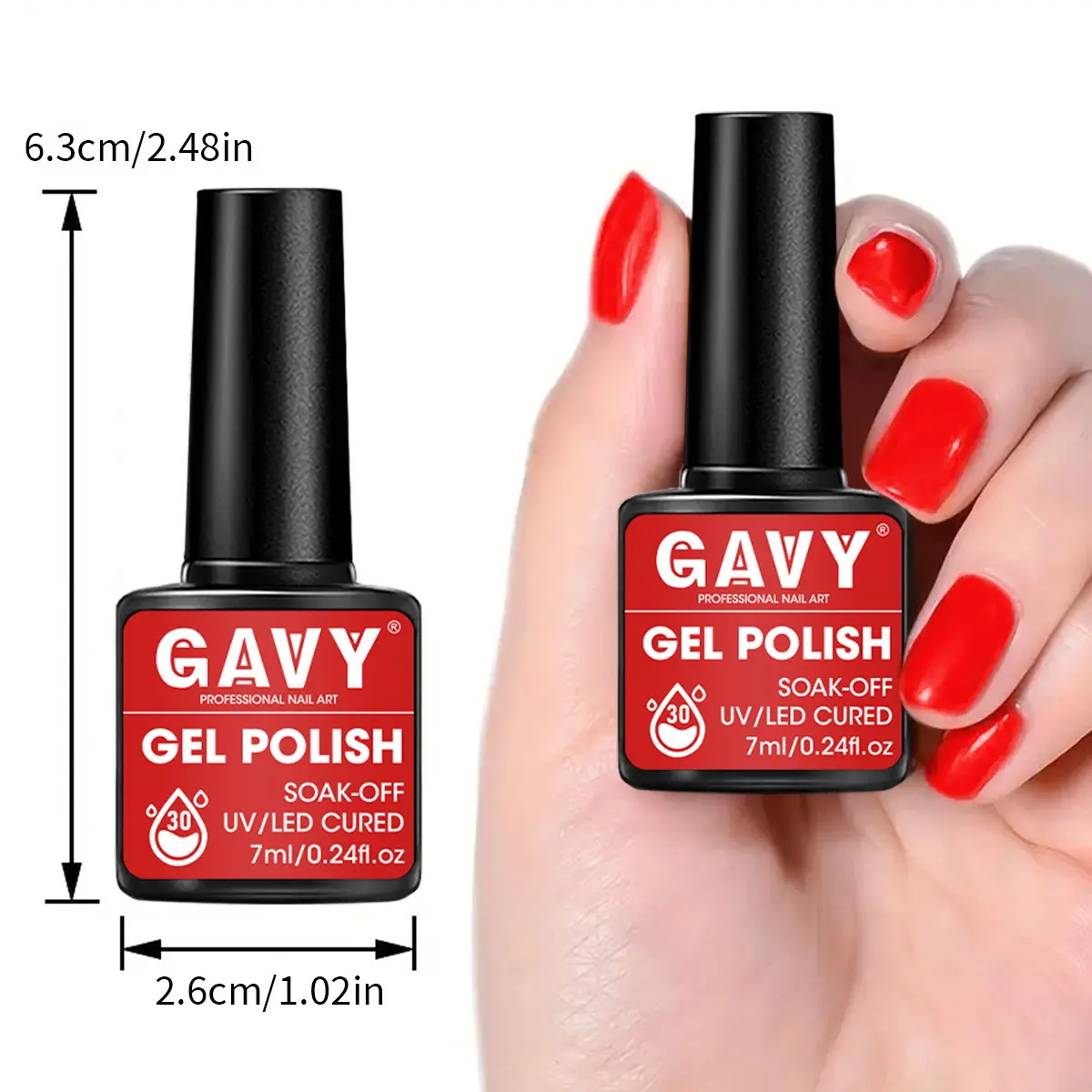 GAVY 6-teiliges Gel-Nagellack-Set, 0,24 oz pro Flasche, abnehmbarer, semi-permanenter LED-Nagellack, durchsichtiger Decklack, DIY-Starter-Set