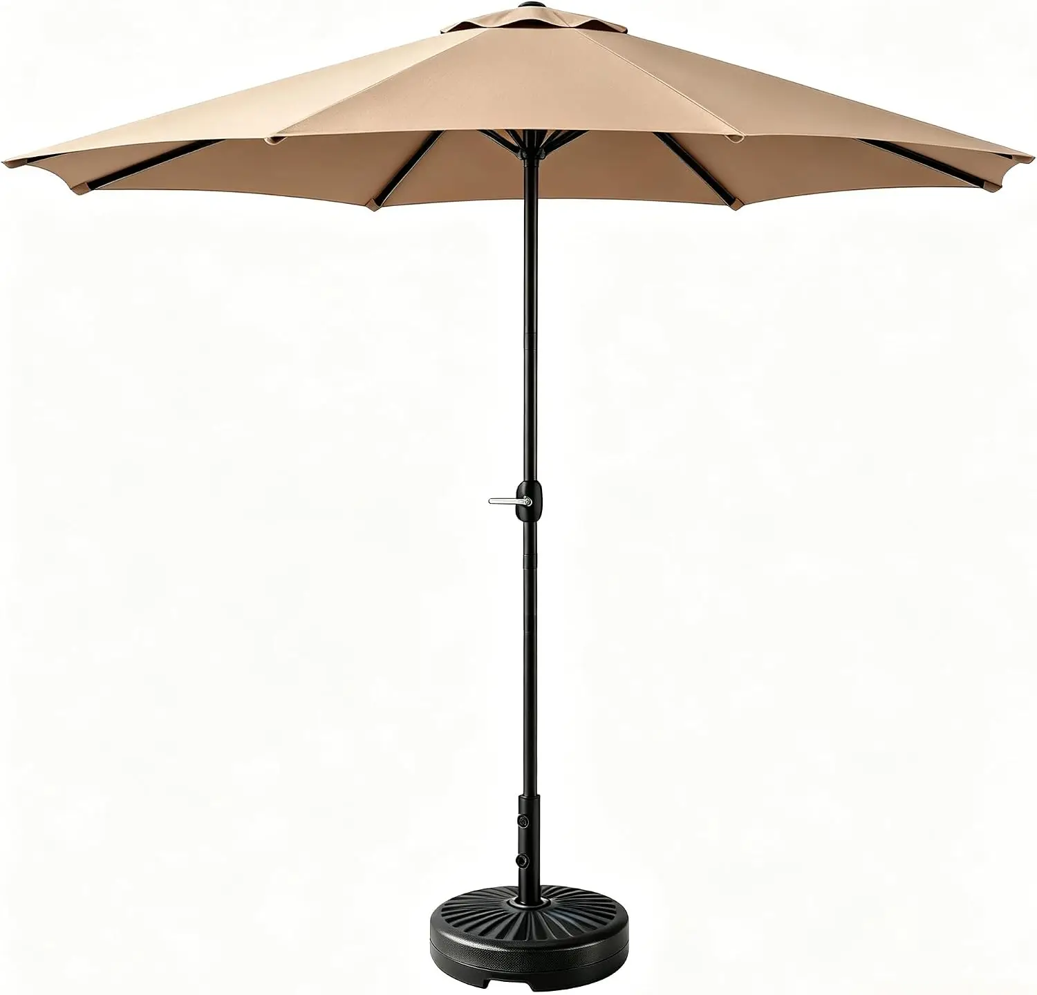 9FT Outdoor Patio Umbrella with 85.7lbs Water/Sand Filled Base - Easy Crank Market Umbrella & Stand Set, UV Resistant Waterproof Ventilated Canopy, Fits 1.5