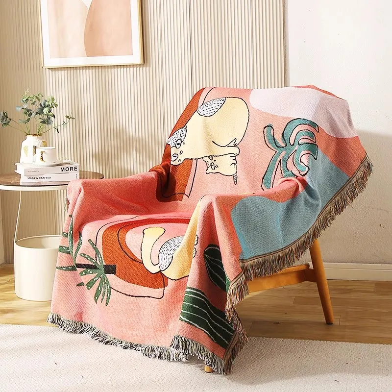 Multifunction Two Cats Throw Blanket Decorations For Home Pink Sofa Covers Cobertor Dust Cover Romantic Blankets For Bed