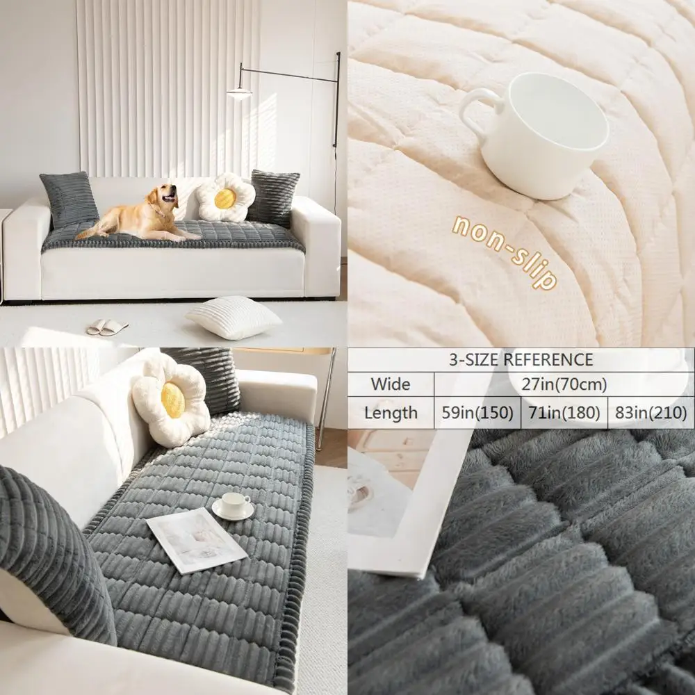 

Washable Non-Slip Fuzzy Sofa Covers for Large Dogs, Pet-Friendly Couch Cushion Protectors
