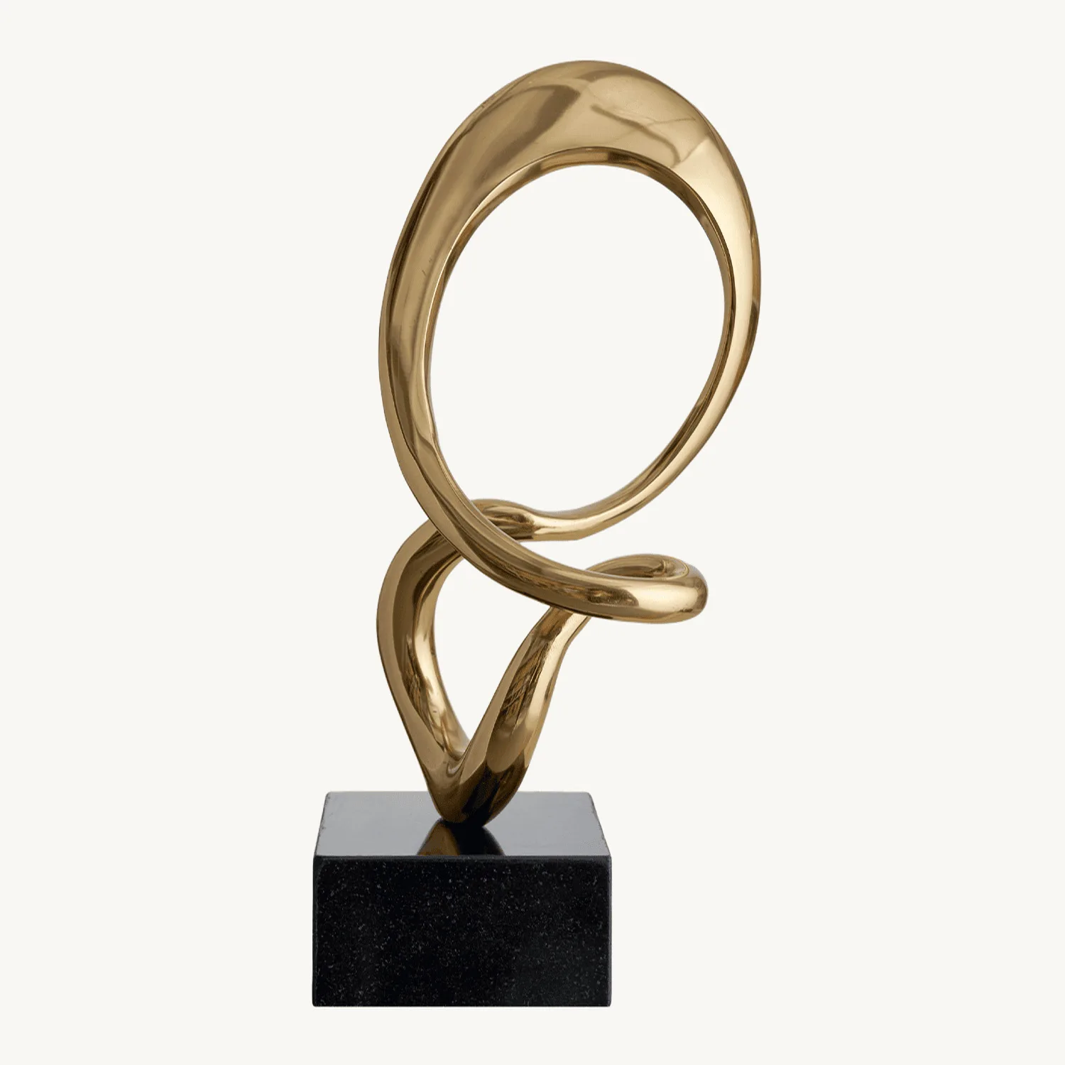 Modern Light Luxury Gold Interwoven Streamer Sculpture Ornament Hotel Clubhouse Entrance Marble Base