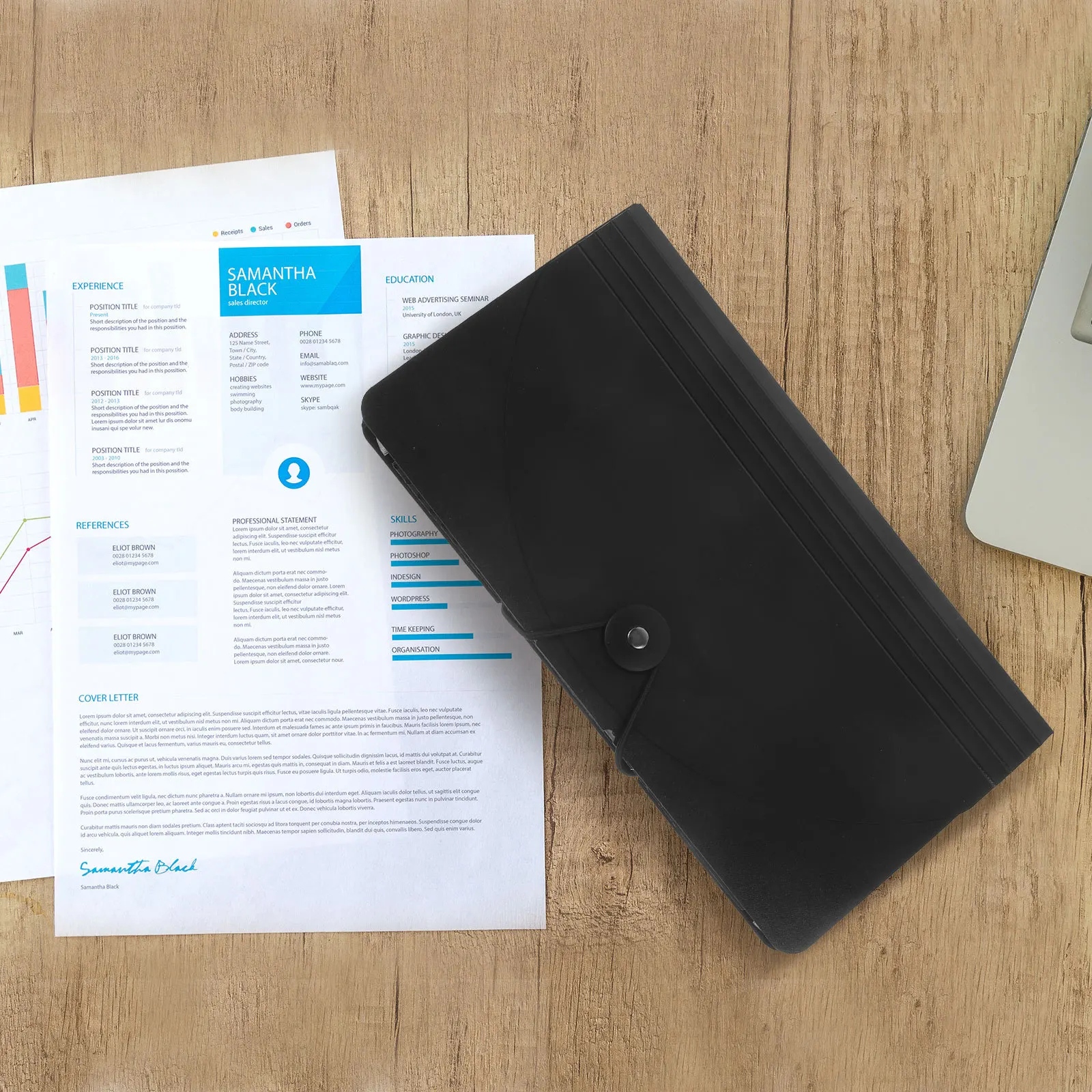 

8 Layer Pockets Accordion Folder B6 Size Expandable File Organizer for Receipts Documents Cards Vouchers Storage Portable