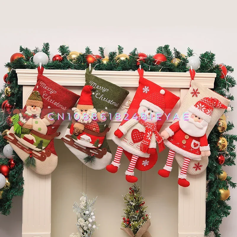 

Рождественские носки, подарочная сумка, большие рождественские украшения, подарочная сумка, детский сад, детский рождественский подарок, носки с подвеской