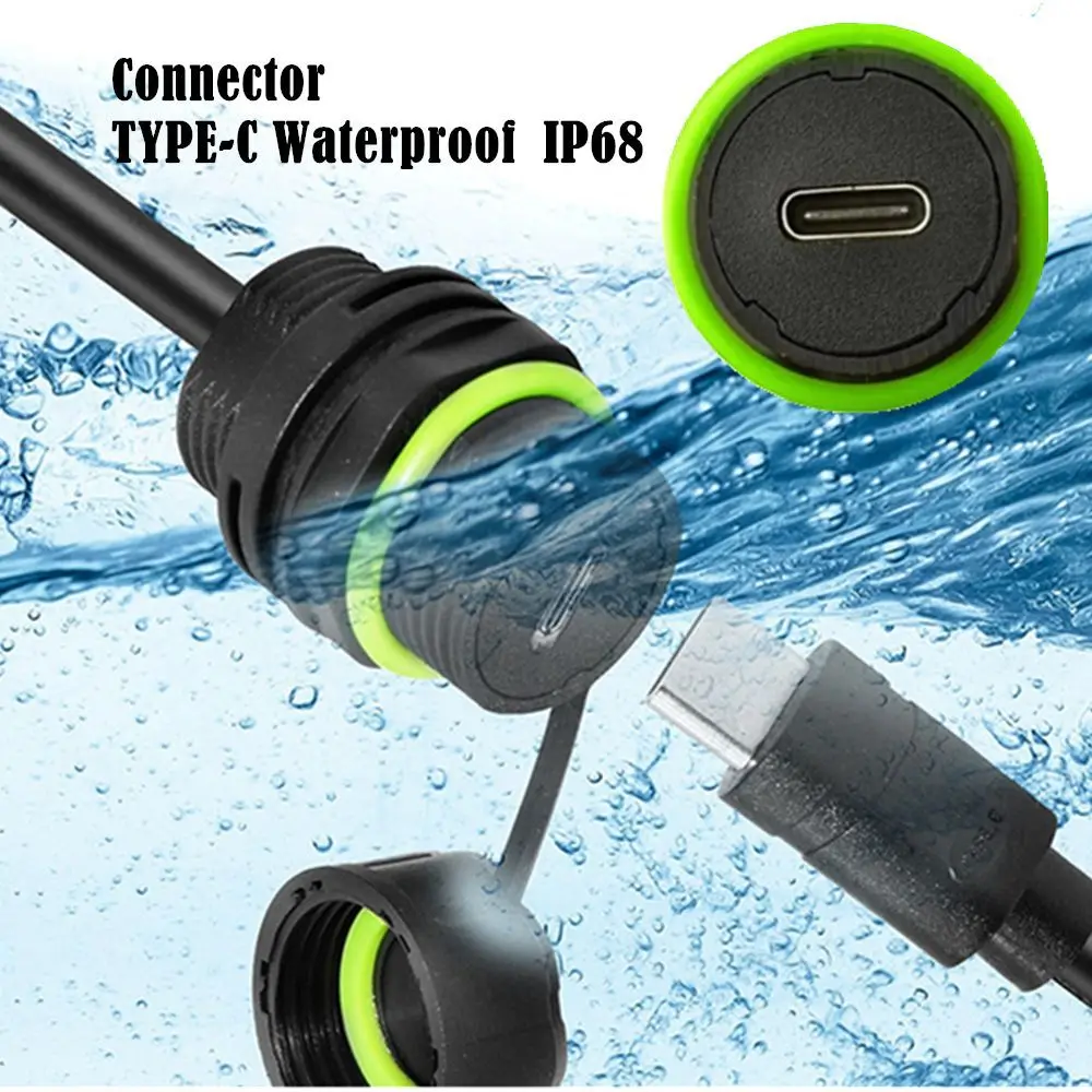 M20 IP68 Waterproof USB 3.1 Type C Extension Cable,10G USB Male to Female Pass Through Adapter Dashboard Flush Panel Mount Cord