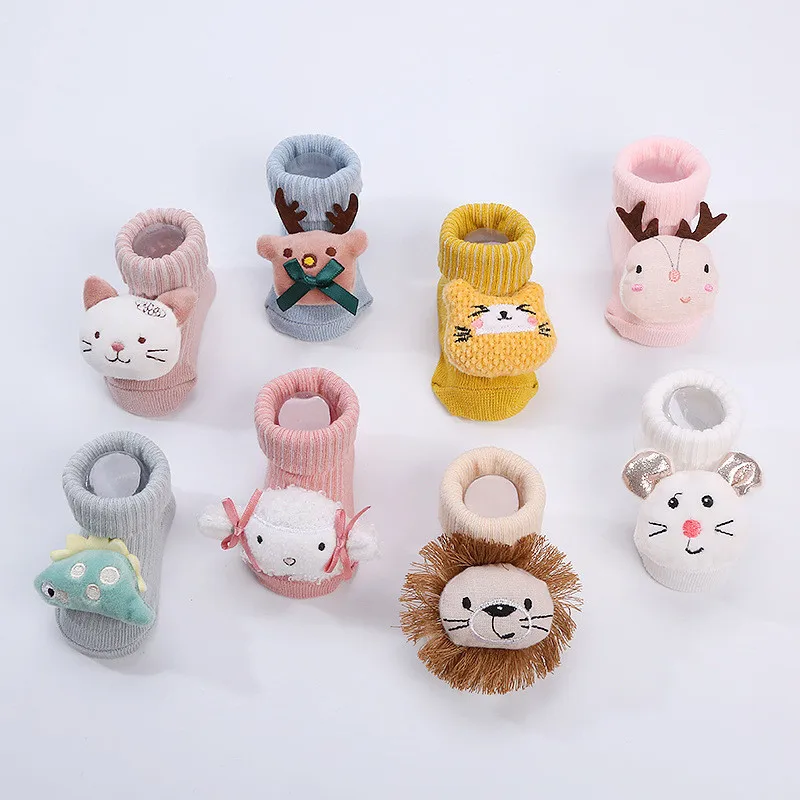 

Baby Kids Toddler Anti-Slip Socks Spring Animal Infant Newborn Gift With Bells Home Floor Soft Cute Boots Baby Keep Warm Items