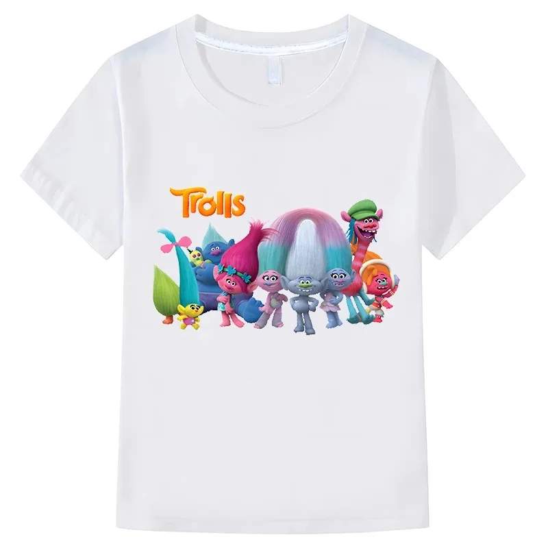 Summer Fantasia Balloon Trolls Clothes Girls T-shirt Children Tee Boys 100%Cotton Short Sleeve Tops Y2k Kids Clothes Cotton