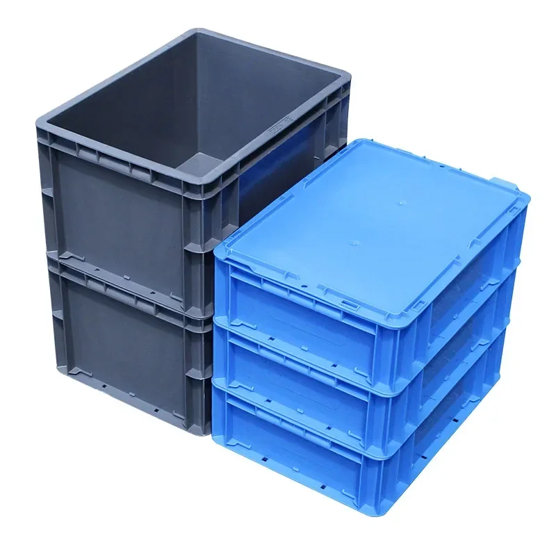 Thickened small EU turnover box auto parts European standard stackable logistics box with lid storage box