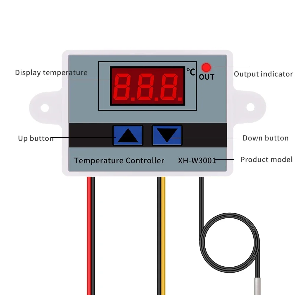 XH-W3001Digital LED Temperature Controller For Incubator Cooling Heating Switch Thermostat NTC Sensor With Probe 220v