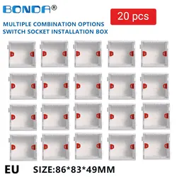 Switch Socket Box Adjustable Mount Back Box for 86mm*86mm Standard Plasterboad 50mm Depth Wall Switch Socket Mounting Cassette