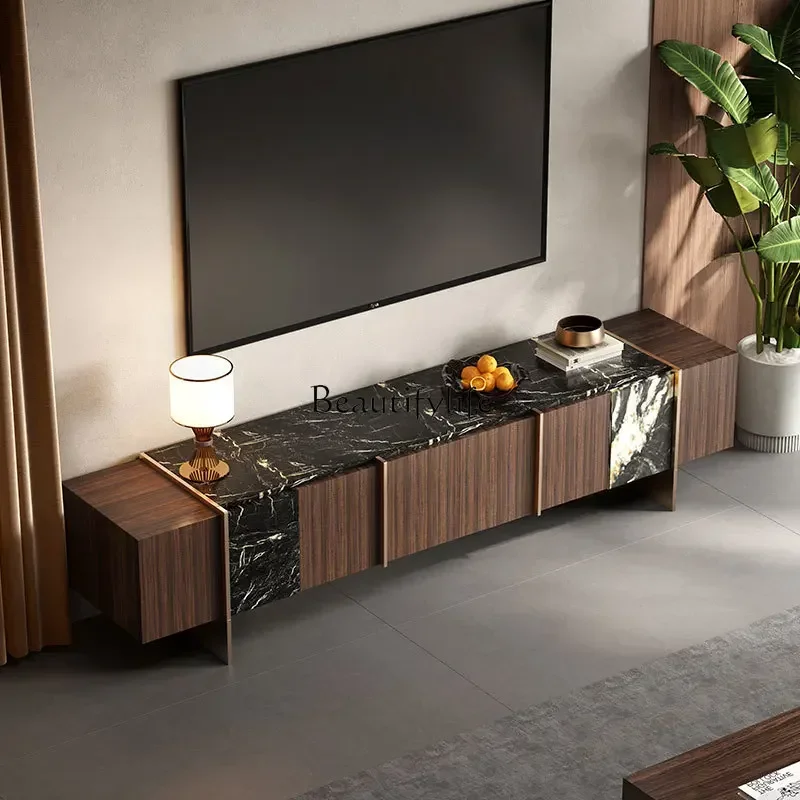 

4*Italian light luxury marble retro TV cabinet high storage cabinet