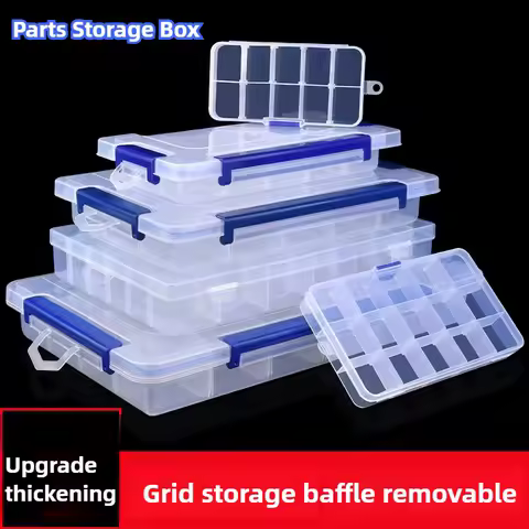 Multi Grid Clear Plastic Box Rectangular Box Screwdrivers Bits Tools Dustproof Waterproof Packing Storage Cases Container