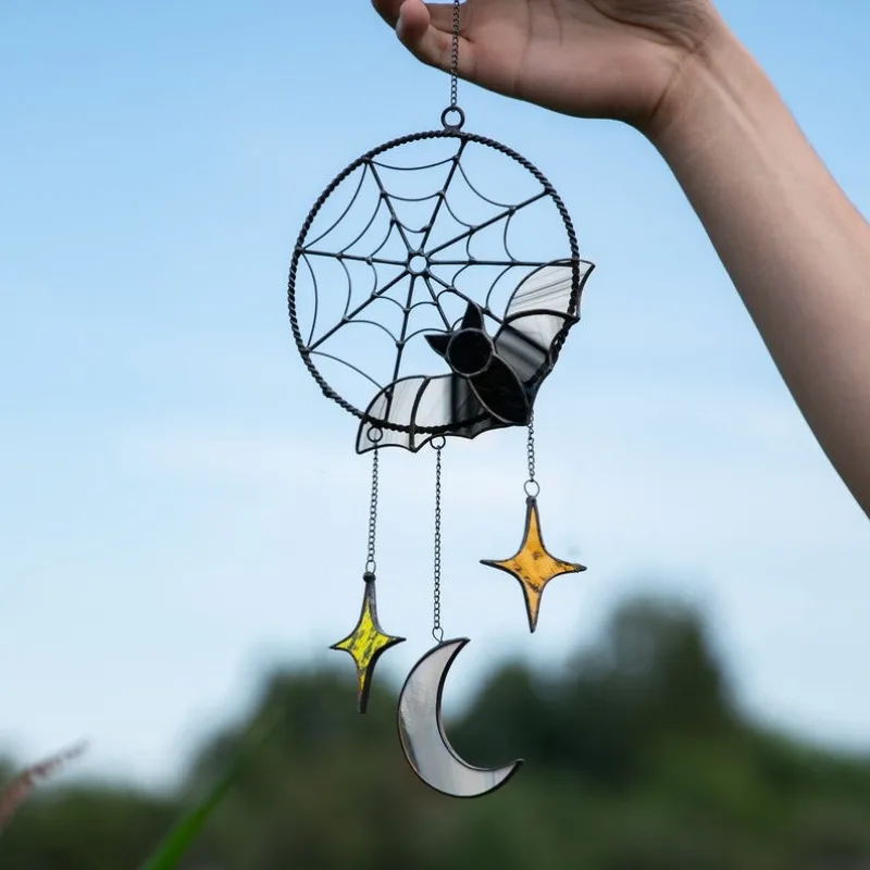 Campanelli eolici creativi decorazioni di Halloween Gothic Bat Moon Star Hanging Ornament Window Wall pendenti Holiday Party Home Decors