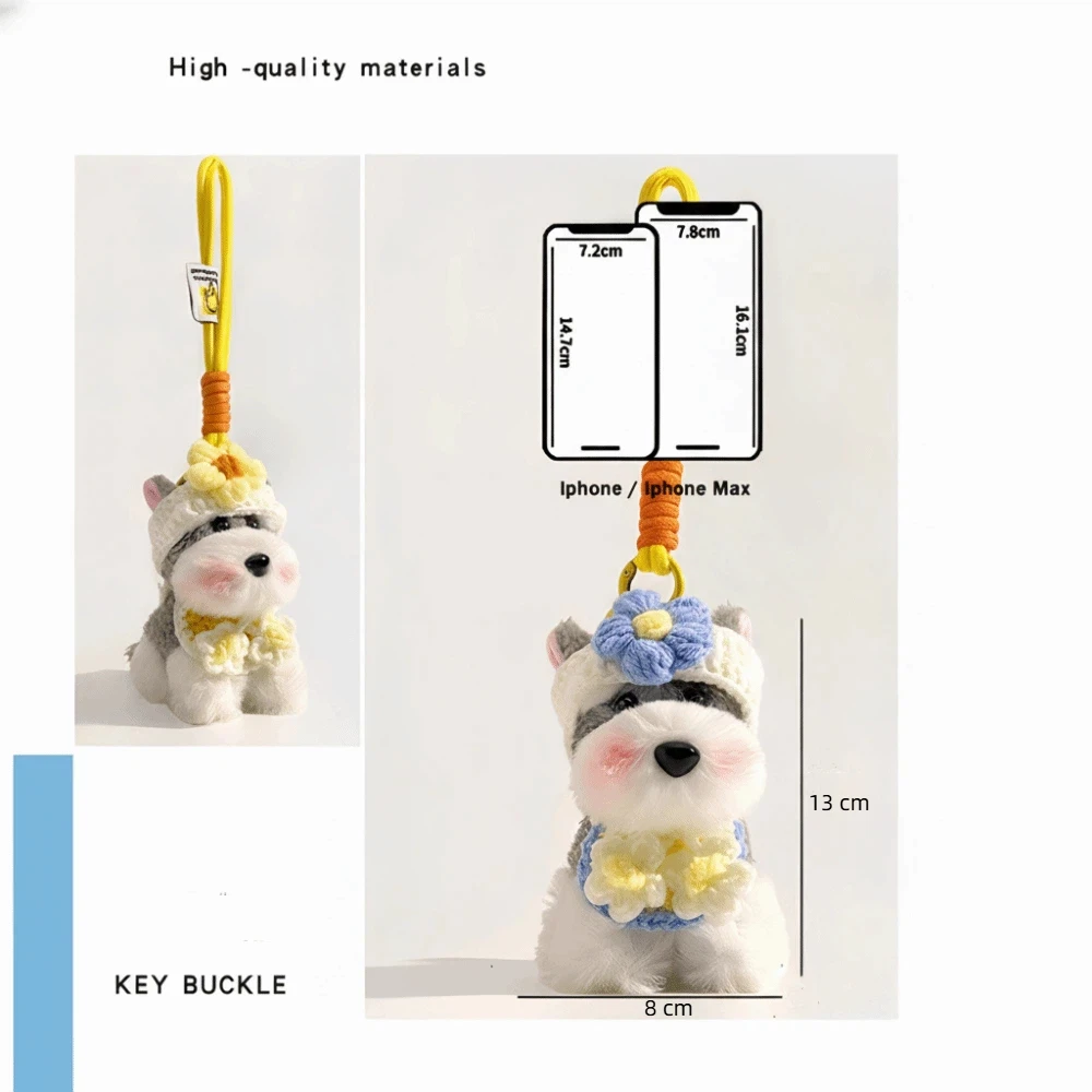 Gift Schnauzer sleutelhanger pluizig schattig tas hanger cartoon puppy sleutelhanger jongen pluche sleutelhanger pluche pop tas accessoires