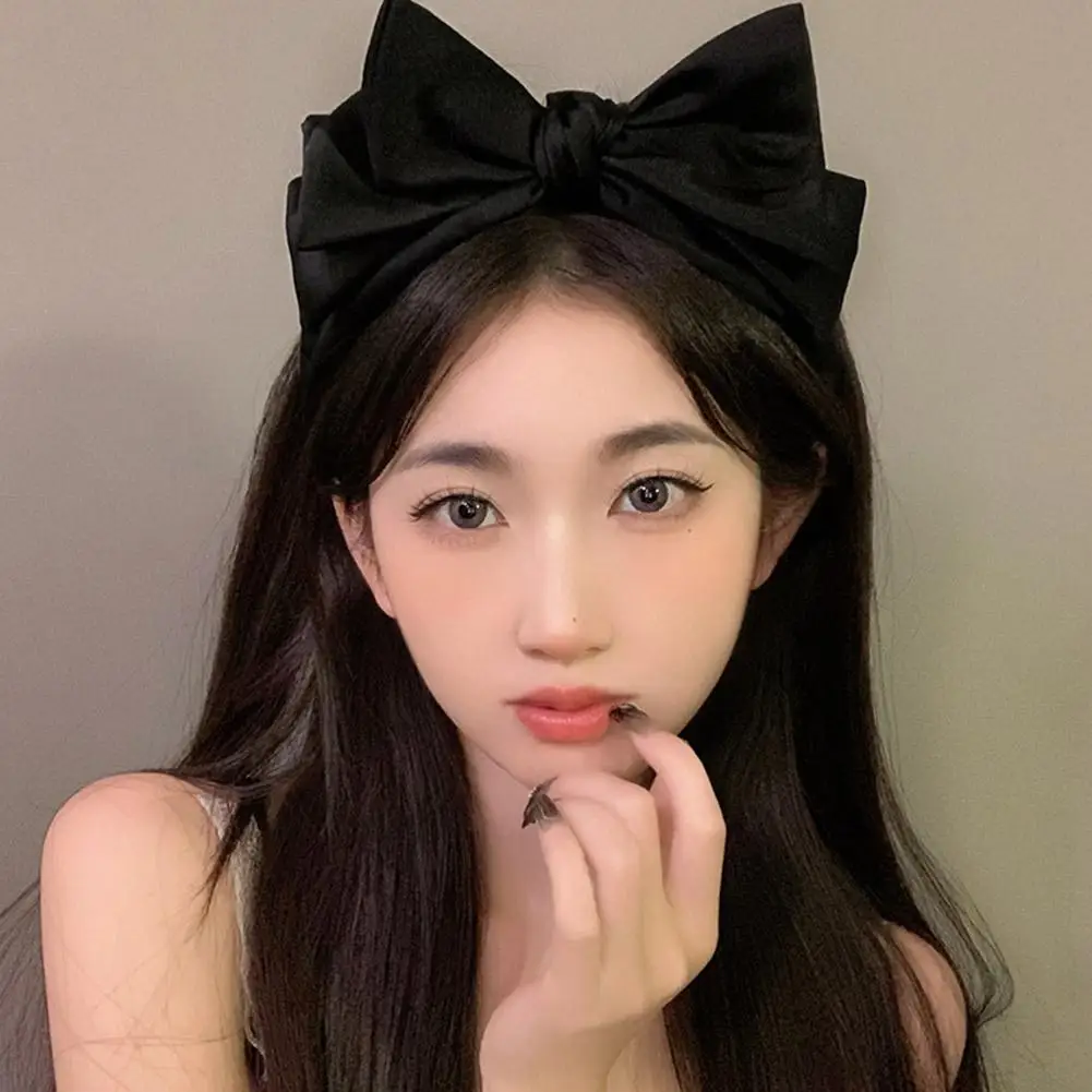 Fotografia 4: Doce preto arco nó hairband temperamento elegante bandana para mulheres estilo coreano moda cocar meninas acessórios de cabelo
