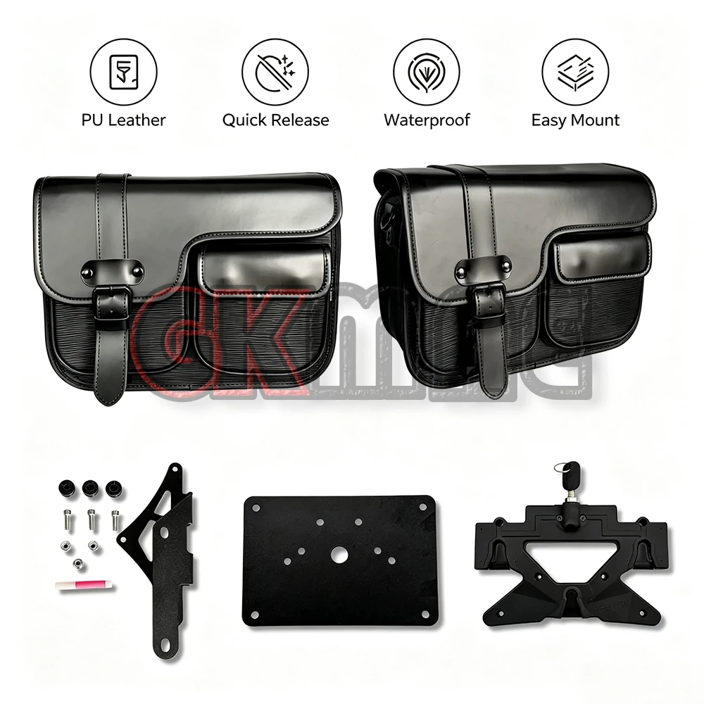 For QJMOTOR SRV 400 SRV400 Flash 400 Motorcycle Side Box Boxes Quick-release Waterproof Leather Panniers Helmet Bags Travel Bags