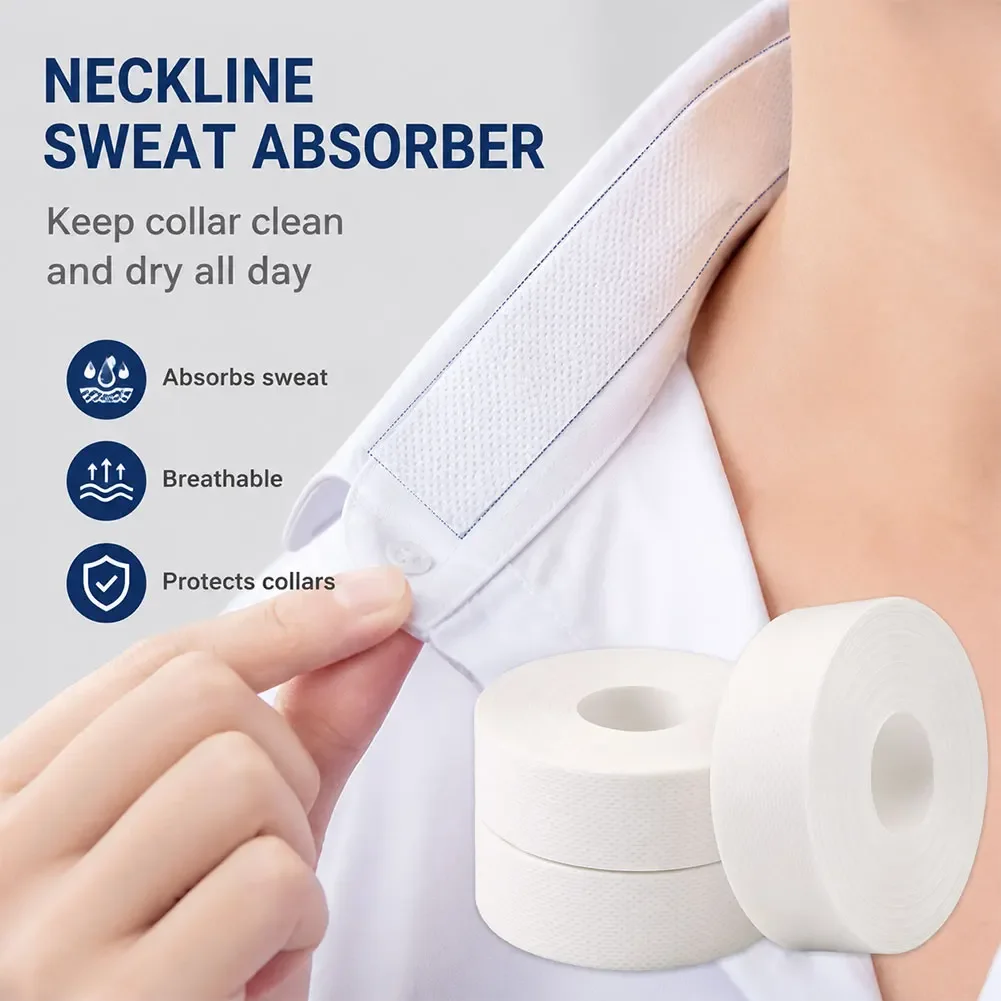 Disposable Self-Adhesive Collar Sweat Tape Roll Breathable Sweat Absorbent Anti-Dirty Protector Sticker For Collar And Cuff