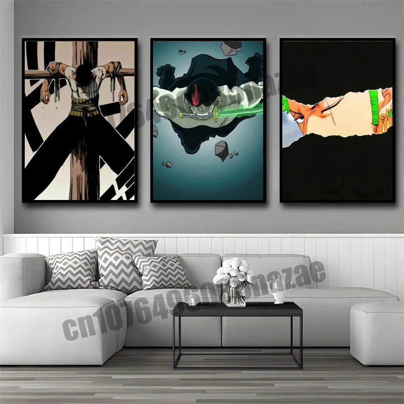 

One Piece Cartoon Poster Luffy Zoro Canvas Printing Painting Family Living Room Children's Room Decorative Art Wall Oil Painting