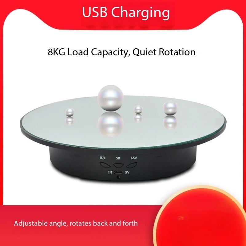 Electric turntable charging, automatic live broadcast, turntable jewelry figure video base, electric rotating display