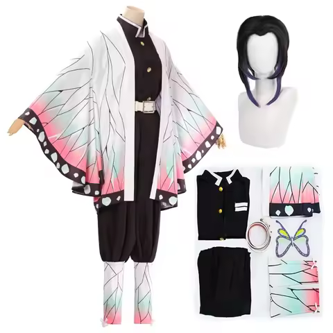 Kochou Shinobu Anime Kimetsu No Yaiba Cosplay Costume Kimono Kochou Shinobu Suit Uniforms Costumes Wig Child Adult Party Gift