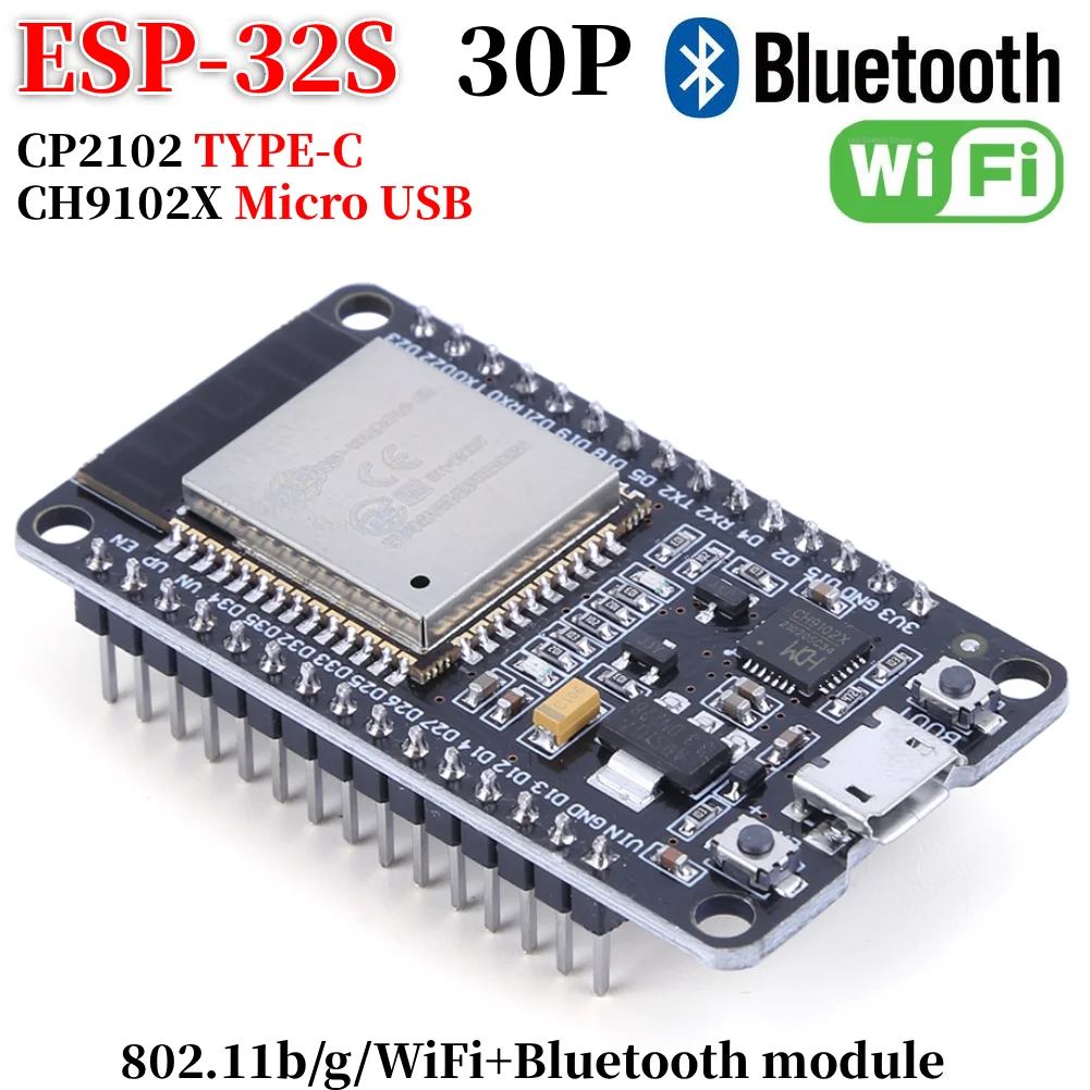 لوحة تطوير ESP32 CP2102 TYPE-C/MICRO USB WiFi + بلوتوث استهلاك طاقة منخفض للغاية ثنائي النواة ESP-32S للمنزل الذكي