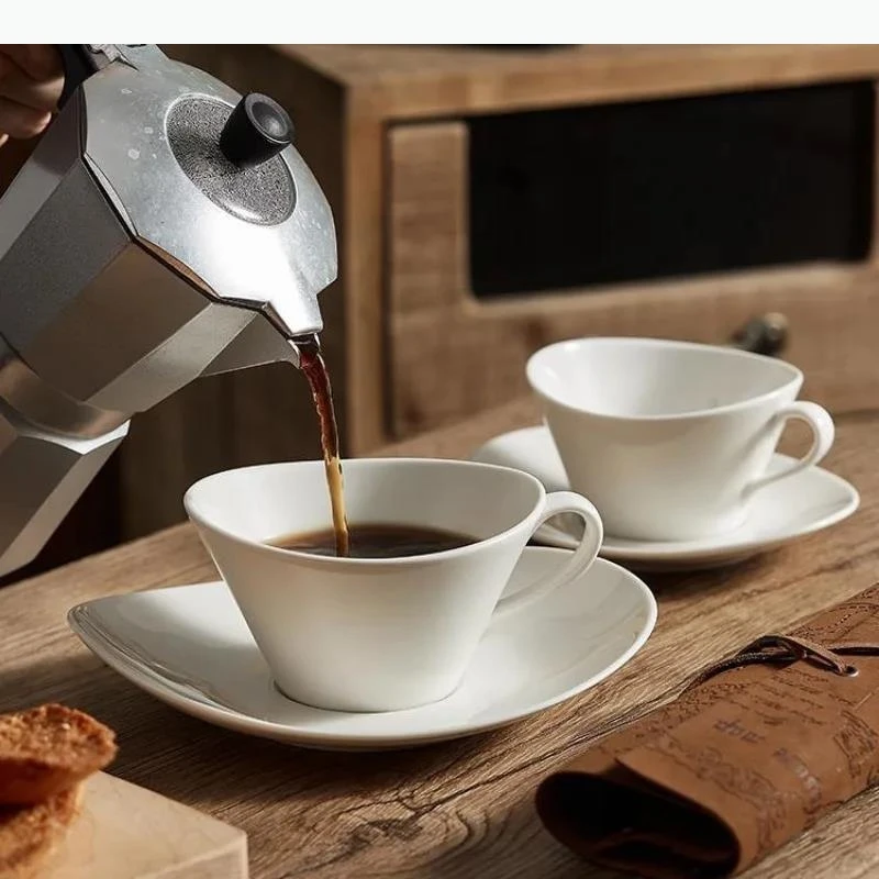 

White Ceramic Coffee and Set Irregular Water Milk Tea Cups Couple Mugs Afternoon Tea Milk Mugs Tea Mug