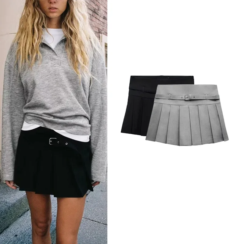 

Весенняя новая плиссированная юбка трапециевидной формы с высокой талией и широкими штанинами, женская плиссированная юбка 306758, модная юбка из полиэфирного волокна