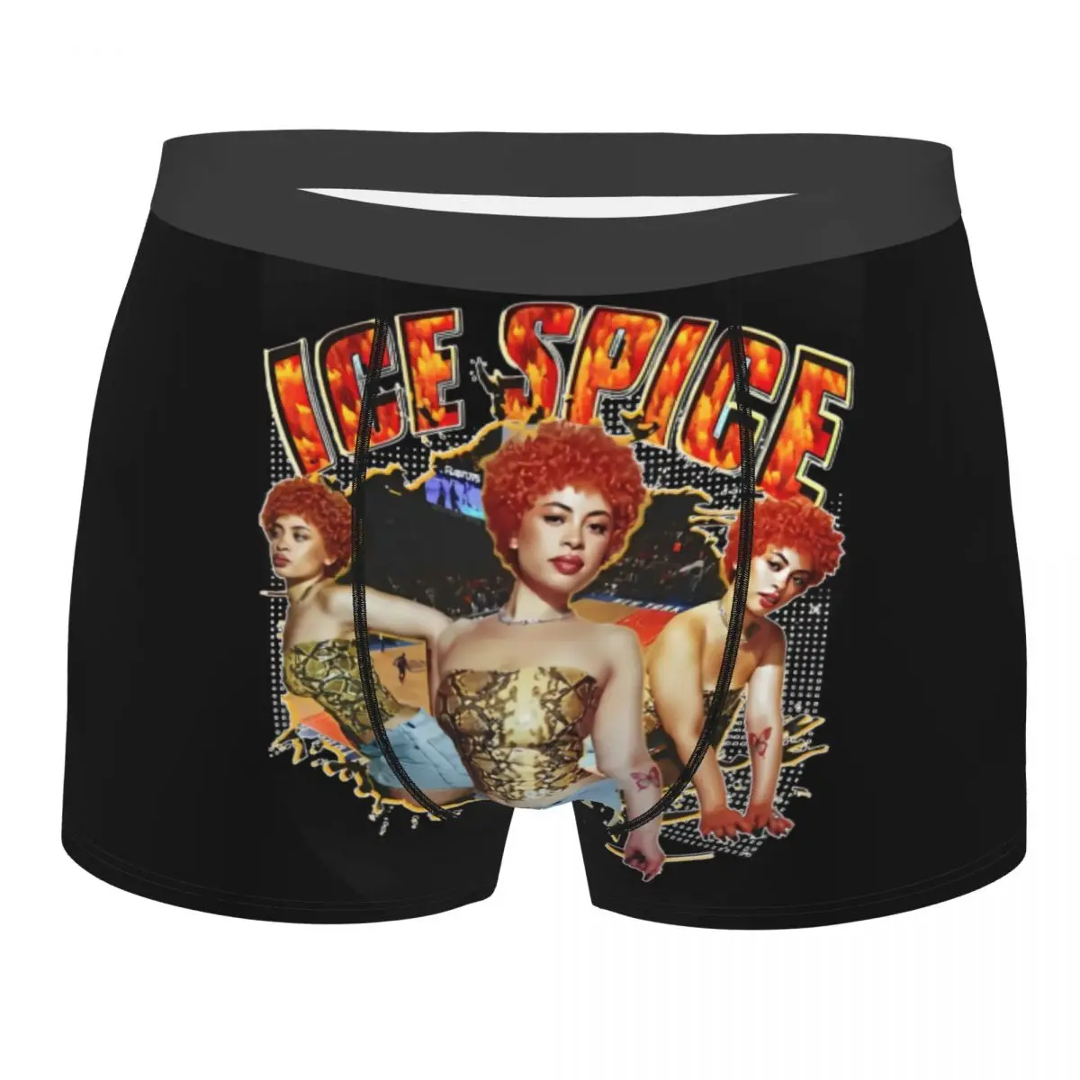 Custom Novelty Ice Spice Collage Hiphop Music Rap Boxers Shorts Panties Men's Underpants Stretch Briefs Underwear