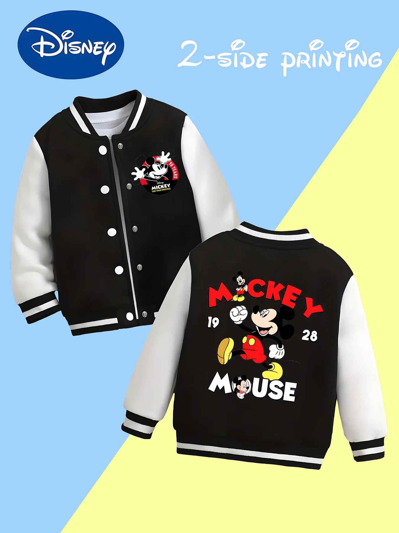 

MINISO Disney Mickey Mouse trendy children's jacket - combination of numbers and Mickey, school wear, fashion style