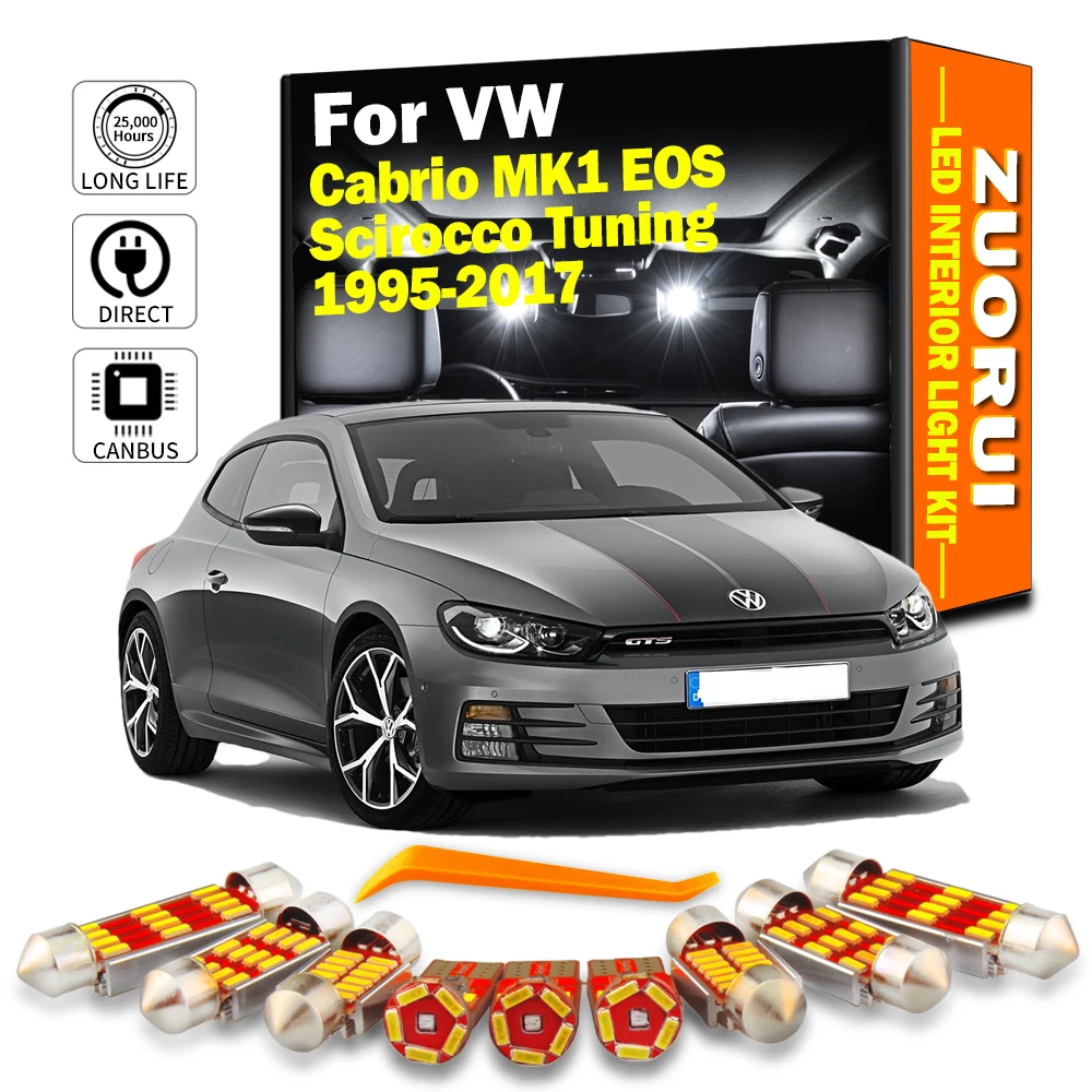 ZUORUI Canbus LED Interior Map Light Kit For VW Cabrio MK1 EOS Scirocco Tuning 2001 2002 2008 2009 2011 Car Led Bulbs No Error