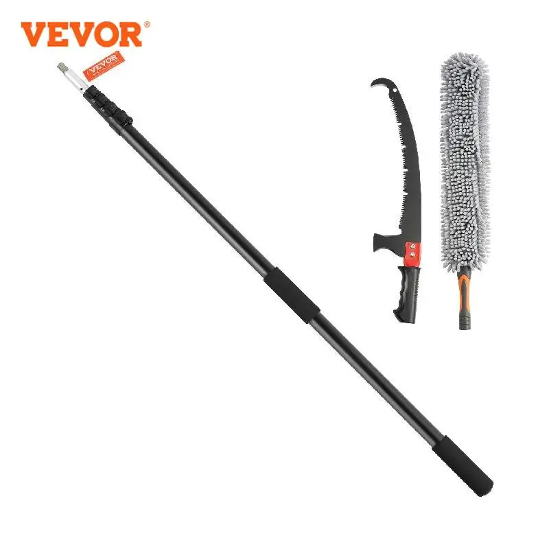 VEVOR Manual Pole Saw Extendable Tree Pruner Sharp Steel Blade for High Branches Trimming with Lightweight Aluminum Alloy Handle