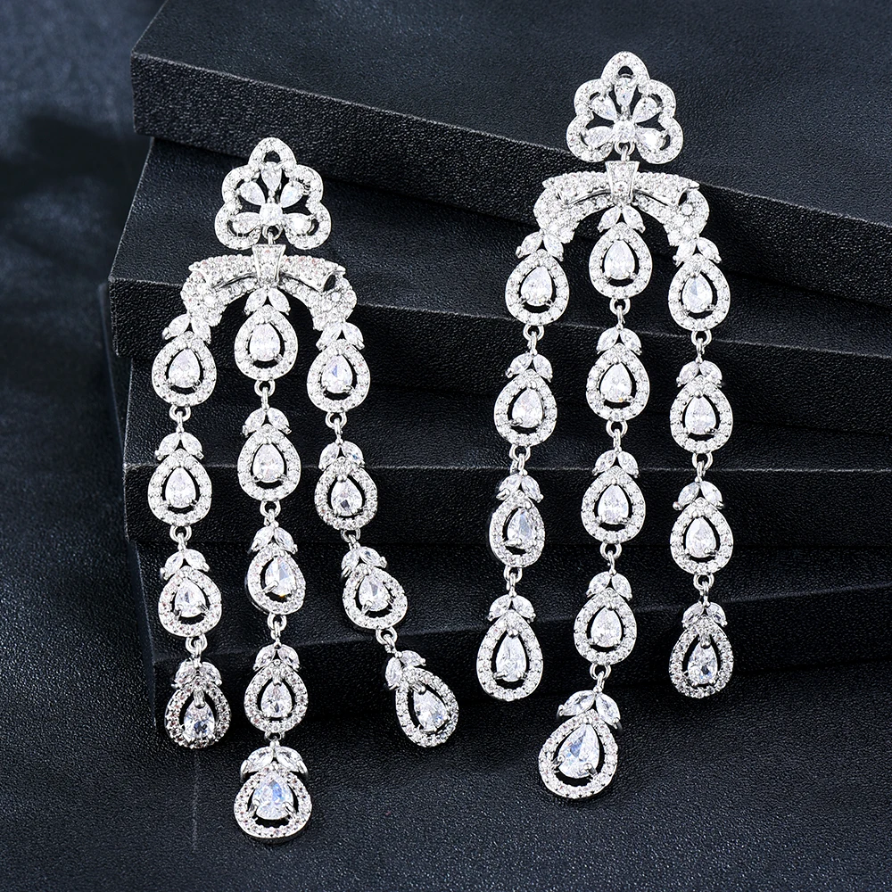 GODKI Trendy Peach Olive Leaf Earrings For Women Wedding Cubic Zirconia Dubai Bridal Earrings Costume Jewelry Summer Party