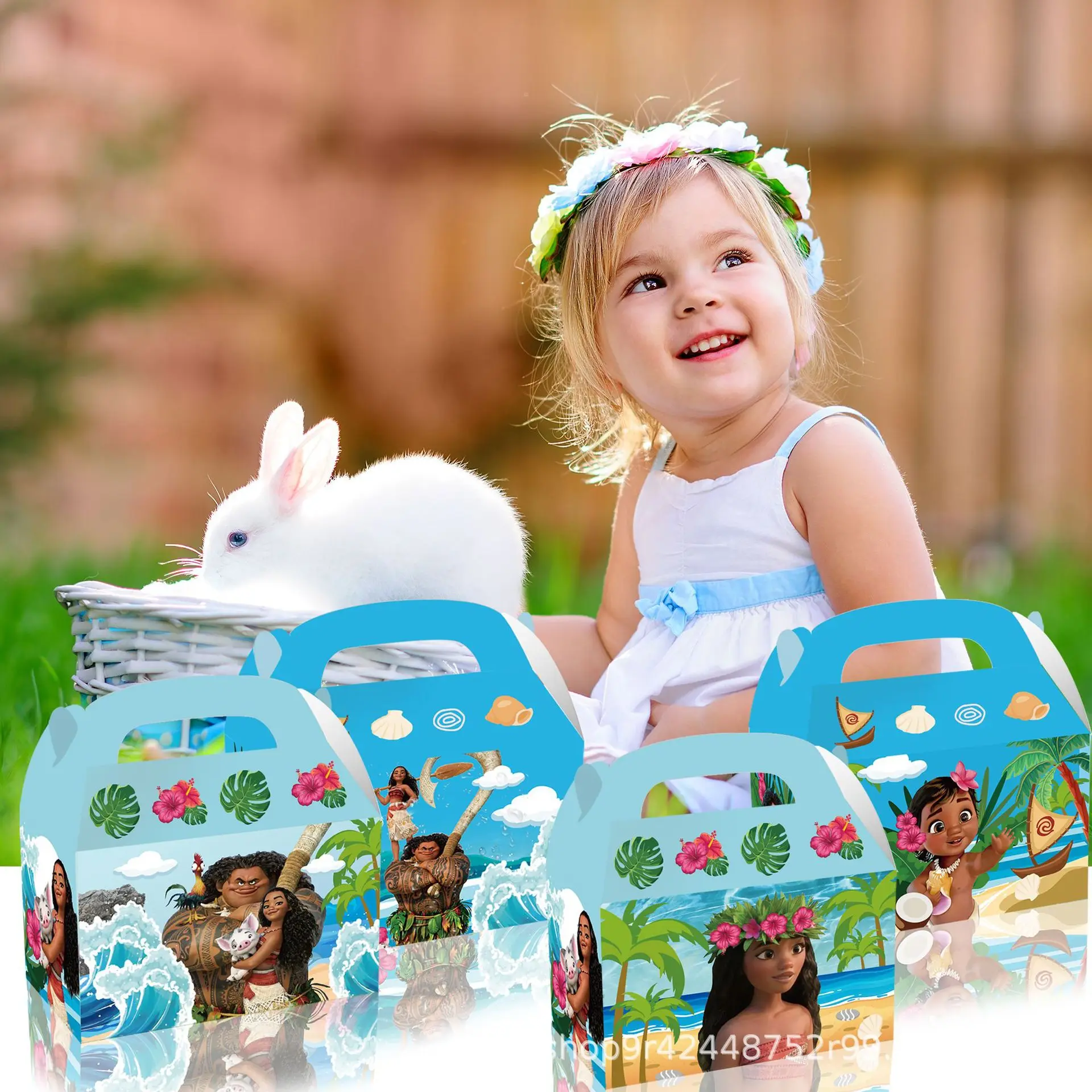 موانا 2 هدايا لحفلات أعياد الميلاد، أكياس هدايا ورقية من موانا، مقبض صندوق حلوى استحمام الطفل للأطفال، مستلزمات الهدايا #3