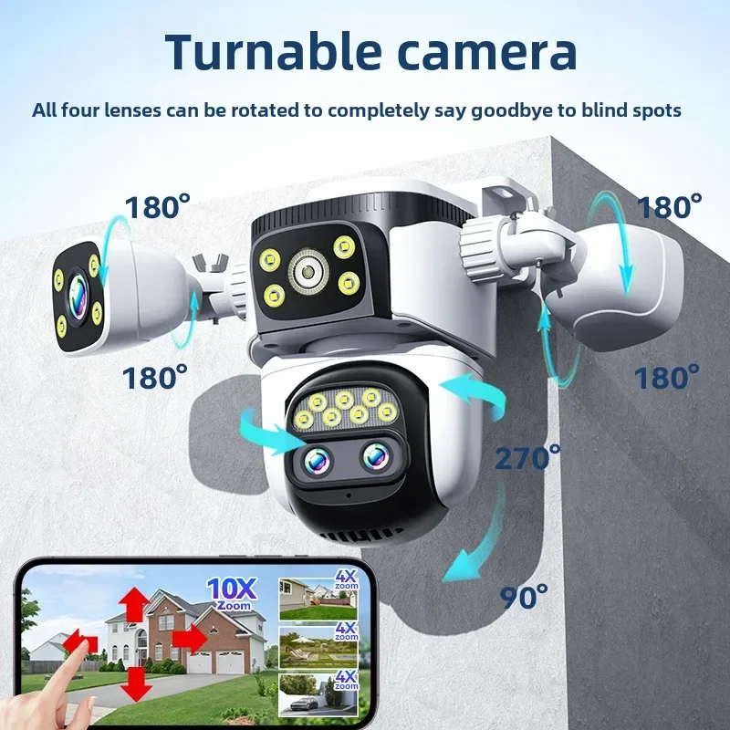 Monitor can night vision outdoor ultra high definition surveillance camera ball machine 4g camera 360 wireless home