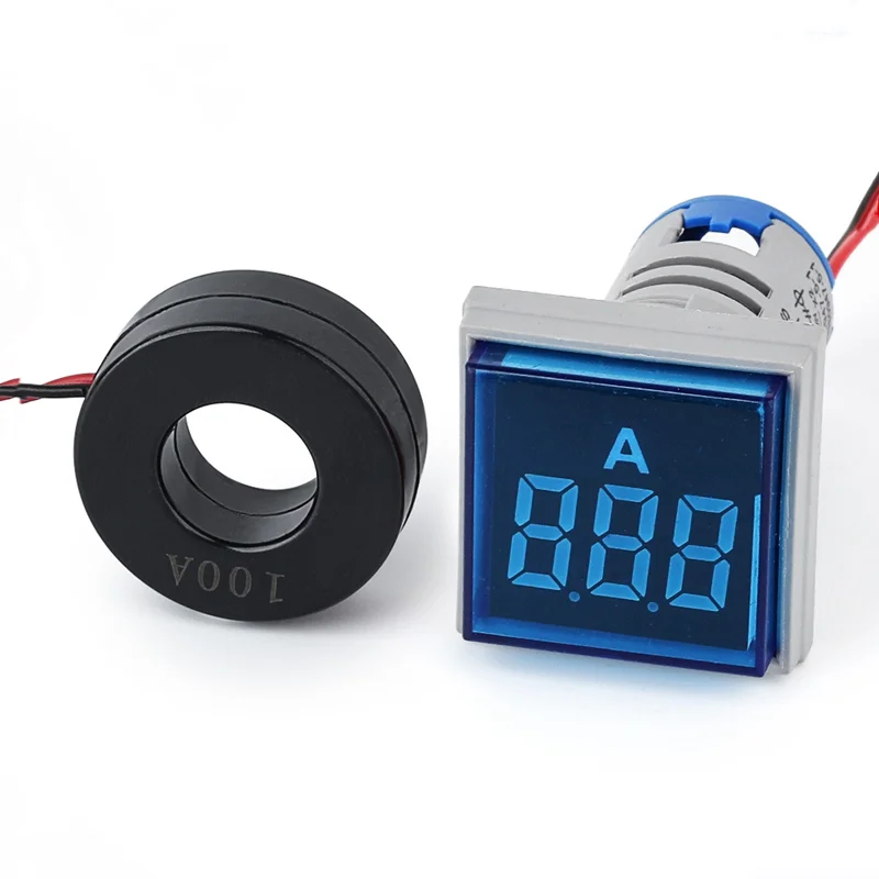 22mm Mini Digital Voltage and Current HZ Meter Square AC 20-500V Voltage Test Meter Power LED Indicator Test Light Display