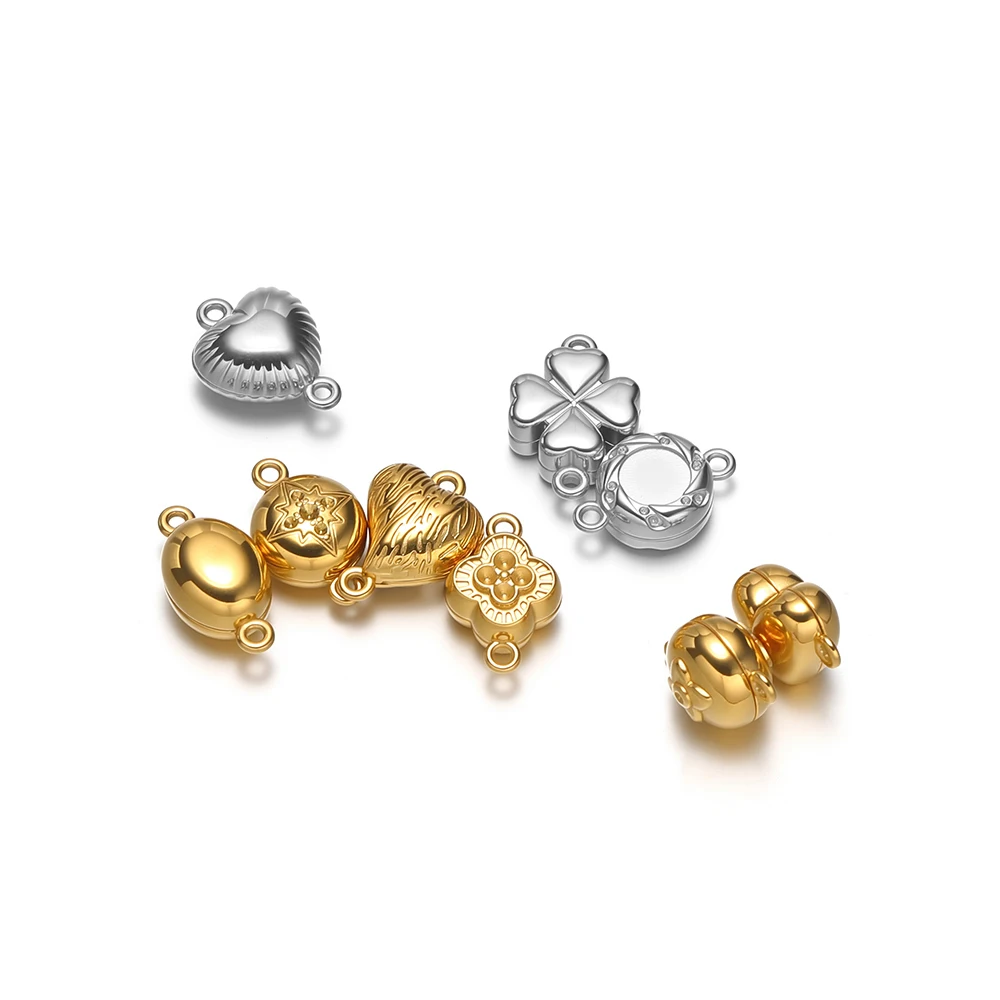 2 Sets Edelstahl-Magnetverschlüsse, Schnallen und Verbinder für die Herstellung von Schmuck, Halsketten, Anhängern und Armbändern im DIY-Stil. – Detail 3
