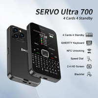 SERVO Ultra700 QWERTY Keyboard Mobile Phone Call Recording Flashlight FM MP3 NFC Unlocking 4 SIM Standby Feature Cellular Phones