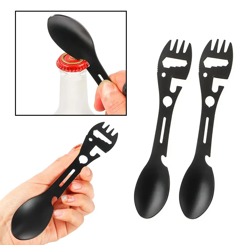 10 in 1 multifunctional outdoor camping survival fork spoon kitchen wrench bottle opener spoon outdoor accessories tool