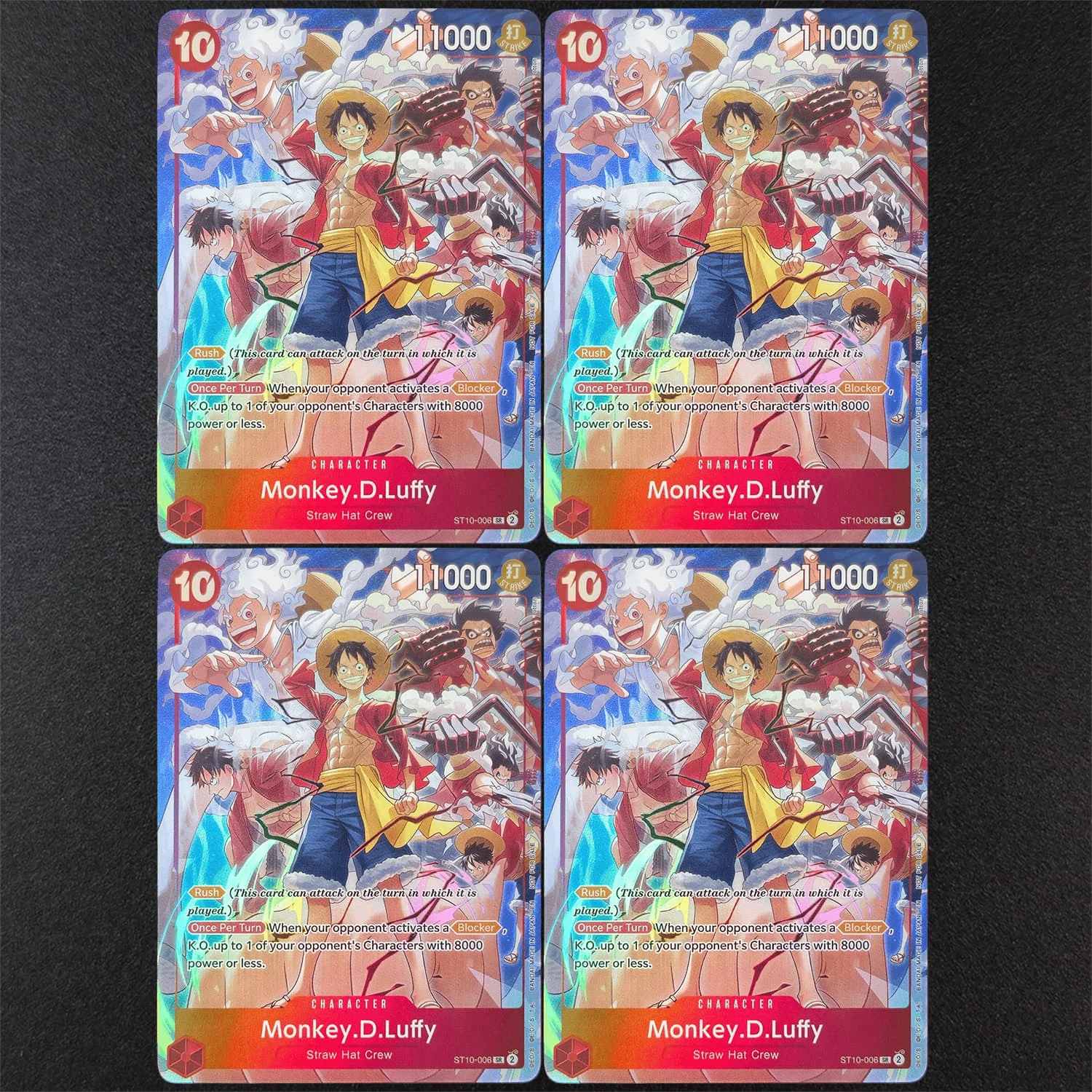 DIY Proxy One Piece Day Dallas 2025 Englisch ST10-006 Luffy SR Charakter Rote Spielkarte Sammlerstück