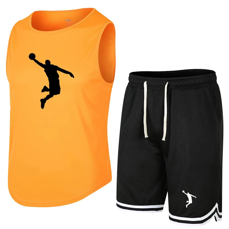 Summer Sleeveless Vest Sports Shorts Set Breathable Pants Fitness Competition Training Basketball Suit Foreign T-Shirt Customiza