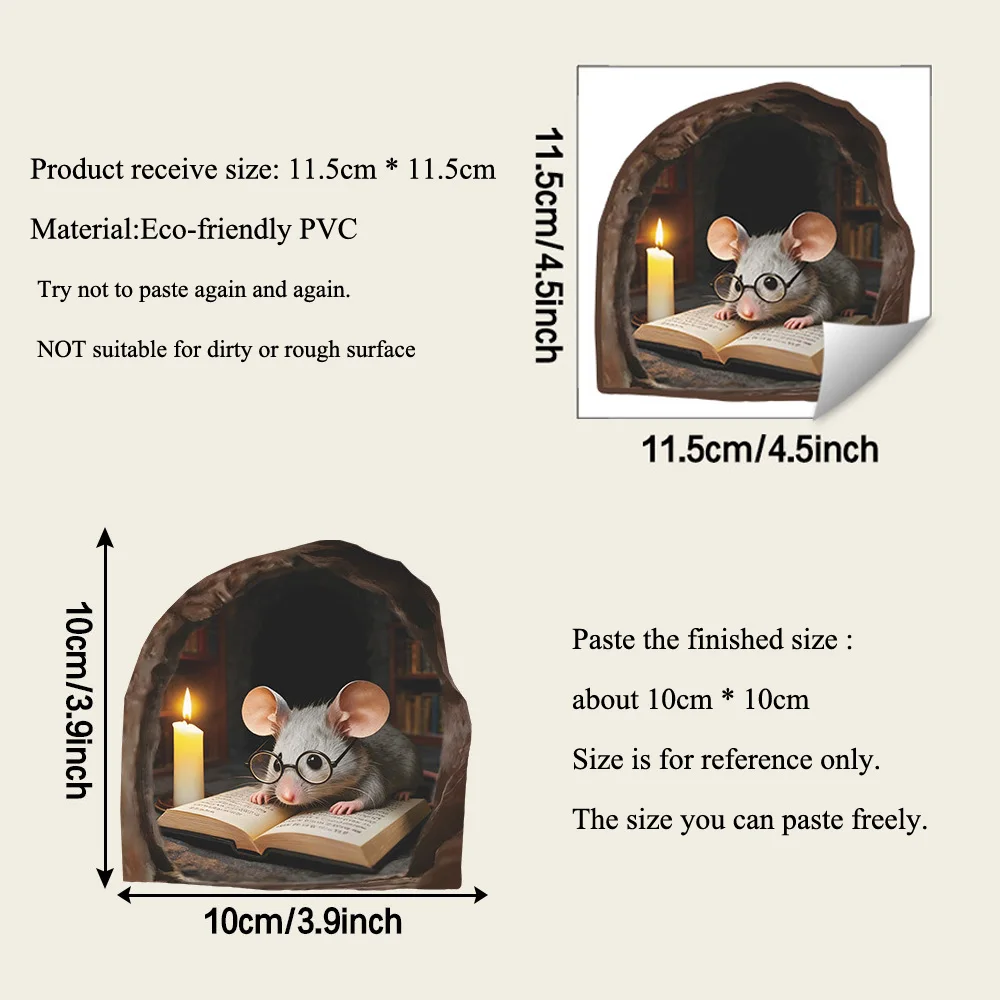 Cartoon Reading Mouse Wall Sticker Living Room Study Decoration Mural Kids Bedroom Decor Wallpaper Removable Funny Rats Decals