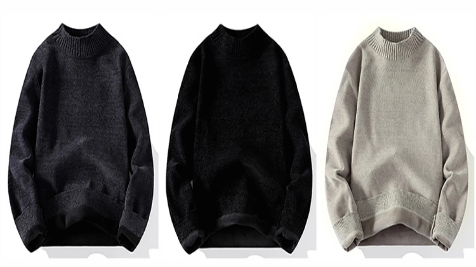 Men's Half High Collar Sweater New Teenage Student Gold Mink Velvet Base Knitted Sweater