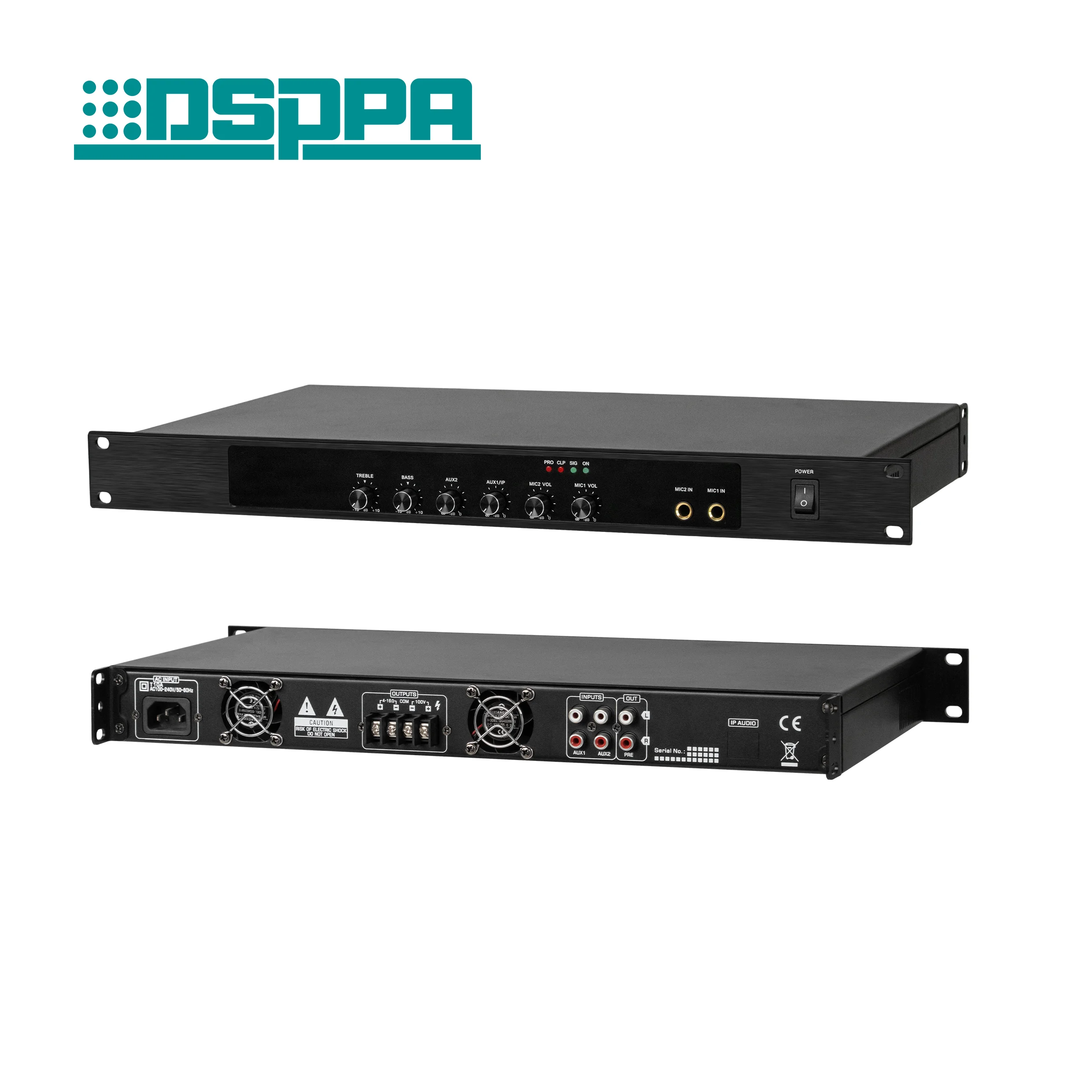 

Commercial Class D Power Amplifier 1U 1500W Mixer Amplifier with 2 MIC & 2 AUX Inputs