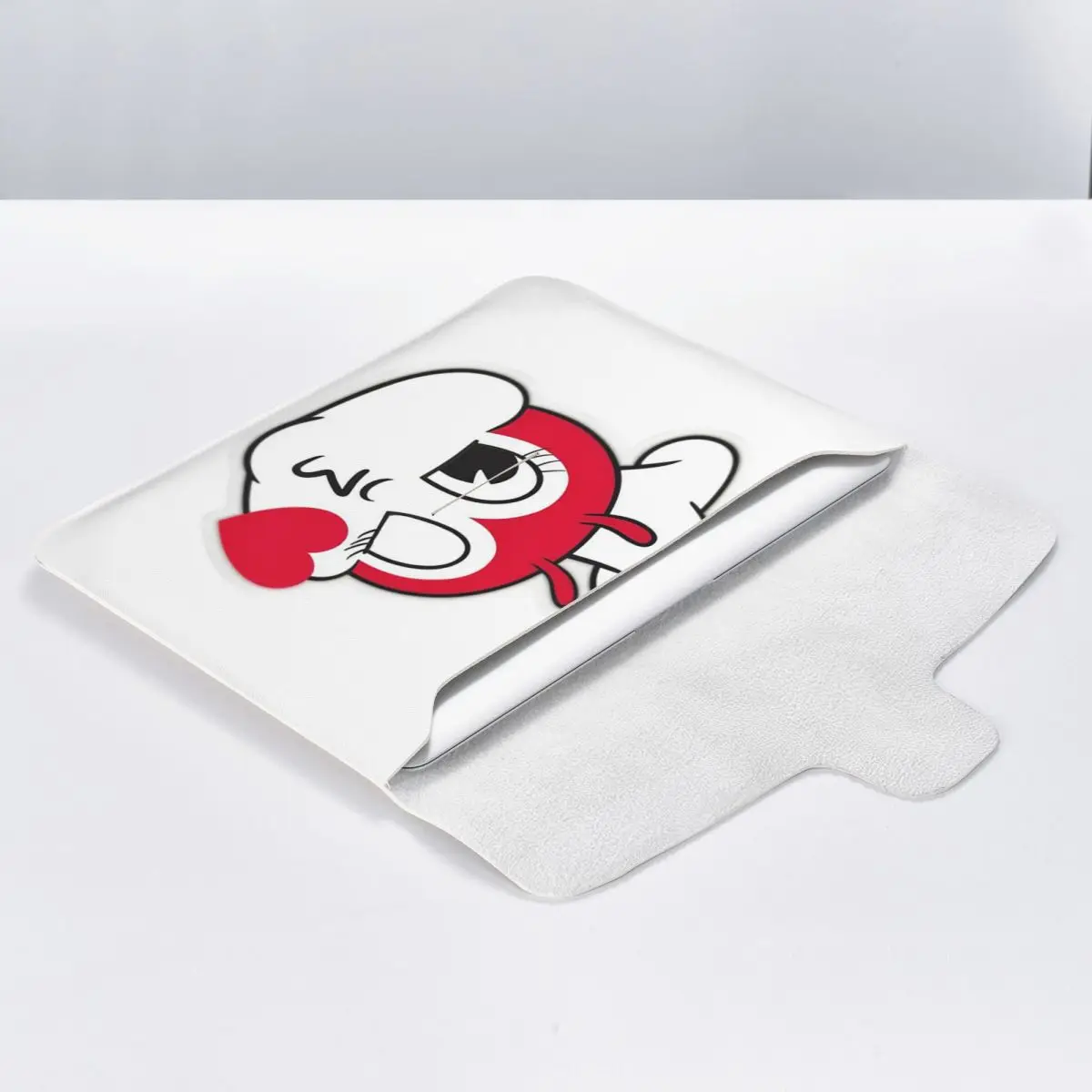 Jollibee Peeking With Heart From Mouth Filipino PU Leather Horizontal Laptop Sleeve Shockproof Soft Lining Notebook Case 13 Inch
