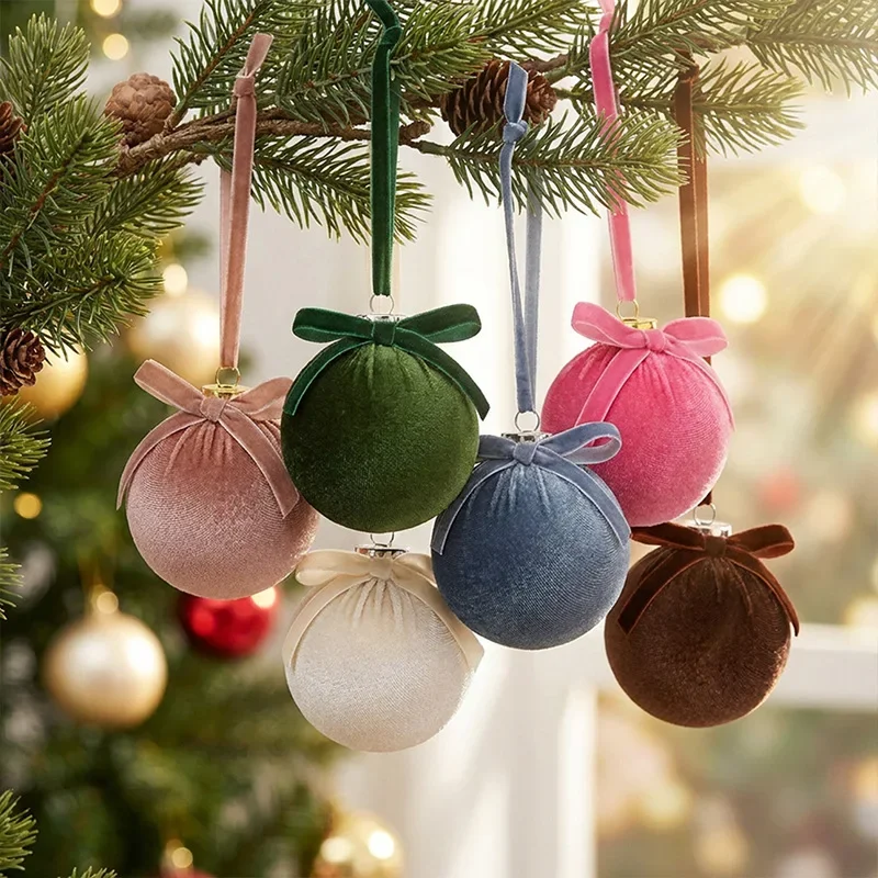 15pcs 8cm Christmas Ball Ornaments Bow Colorful luxury Christmas Tree Party Decoration New Christmas Spheres Pendant Set 2026