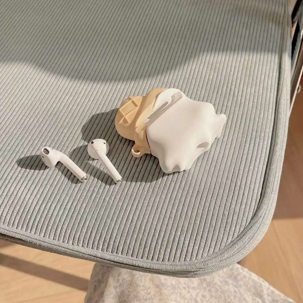 علبة كرتون لطراز الآيس كريم حافظة واقية لسماعات AirPods ، حافظة ثلاثية الأبعاد لطيفة ، غطاء حماية من السيليكون الناعم الجميل ، 1 ، 2 ، 3 Pro ، 2rd علبة شحن