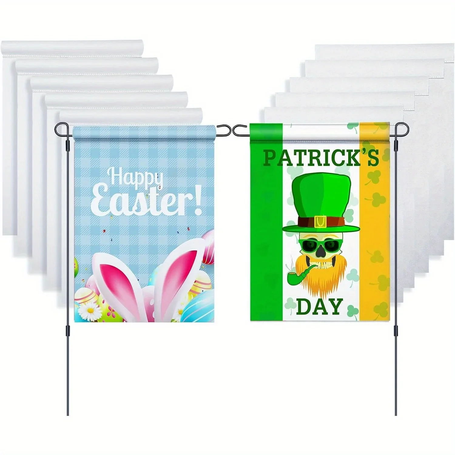 5/10 PCS Sublimation Blank Garden Flags Single Sided, DIY Yard Banners for Holiday, Party, Outdoor Courtyard and Home Decoration