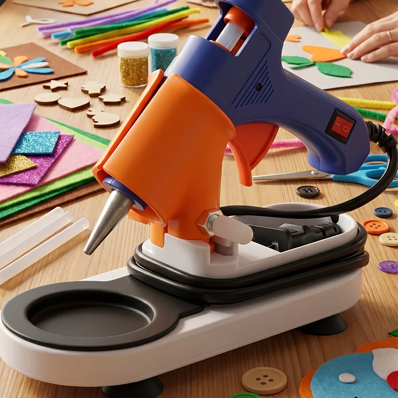 Universal Hot Glue Gun Stand Multipurpose Storage Rack Built-in Drip Tray Cable Organizer For Different Glue Guns